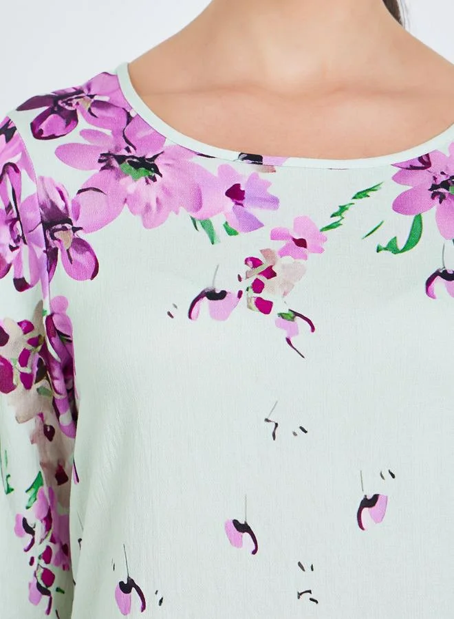 أميرة جلابية بحافة واسعة وطبعة أزهار للنساء